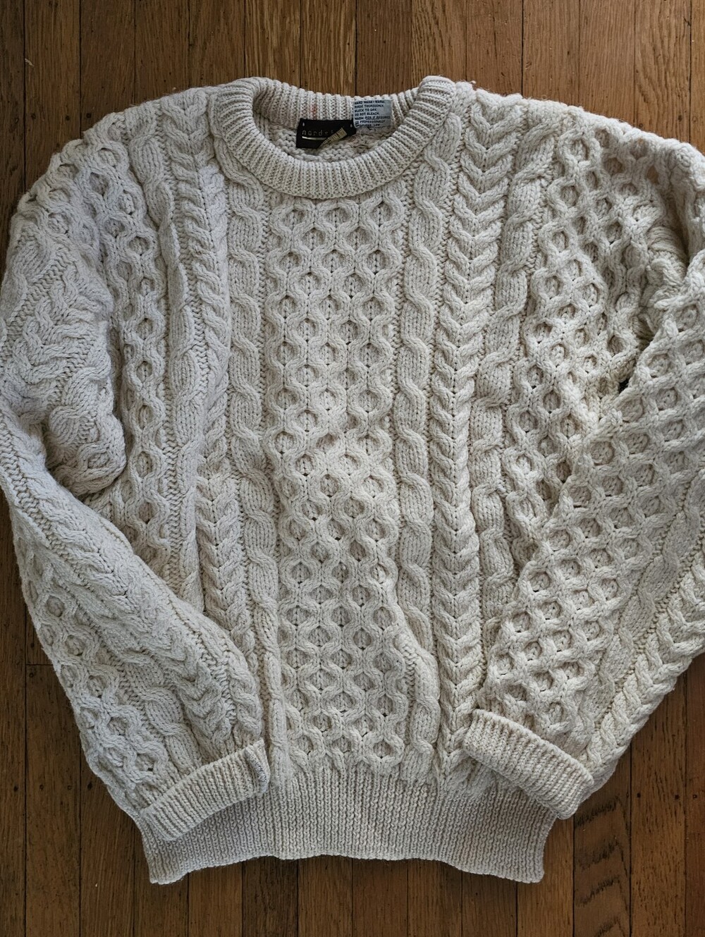 Nordstrom Men's Ivory Cable-Knit Crewneck Sweater